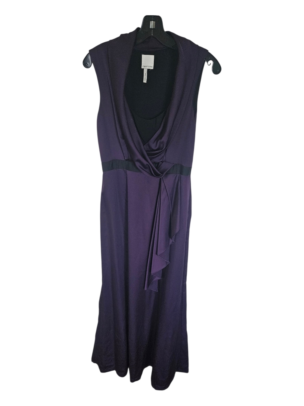 Worthington Deep Purple Sleeveless Maxi Dress with Draped Front